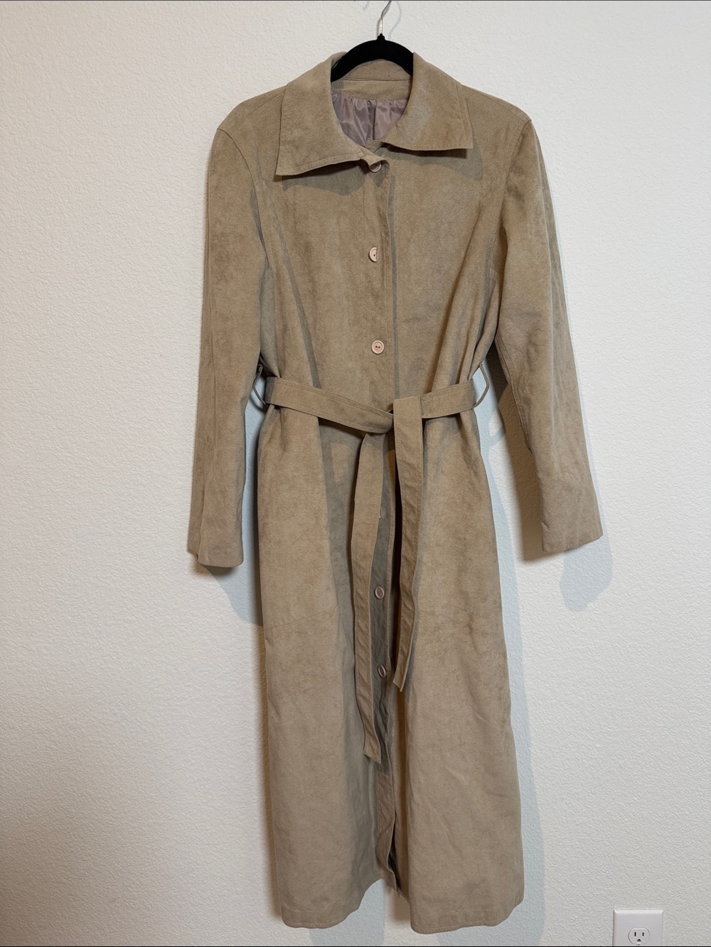 Harold Levine Vintage Faux Suede Tan Belted Trench